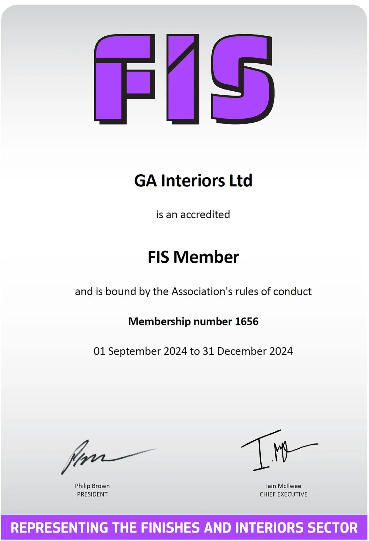 Fis Membership Certificate For Ga Interiors