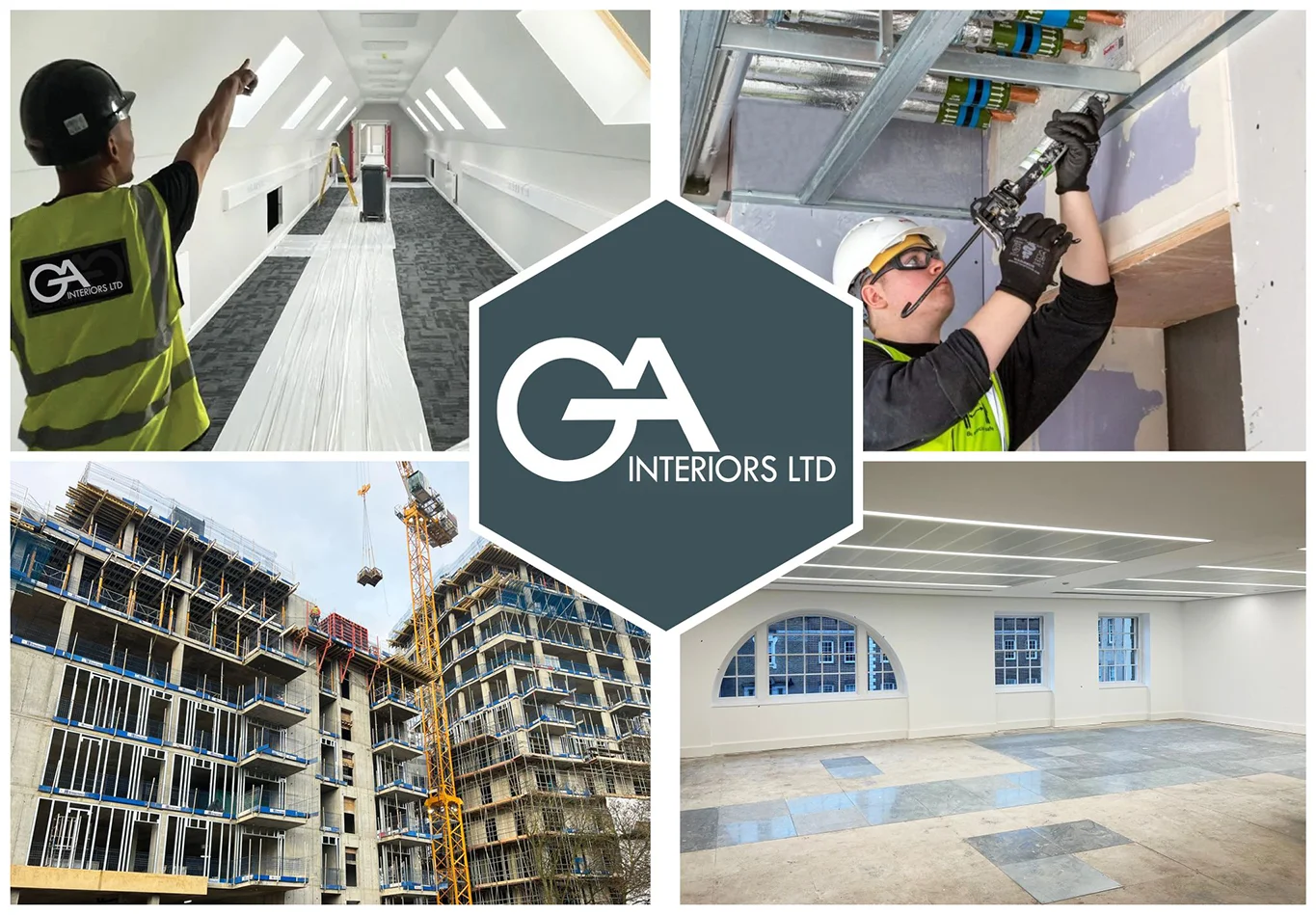 Ga Interiors Drylining East Anglia London Internal Fit Outs Subcontractor Sfs Plastering Tape And Jointing Construction Uk