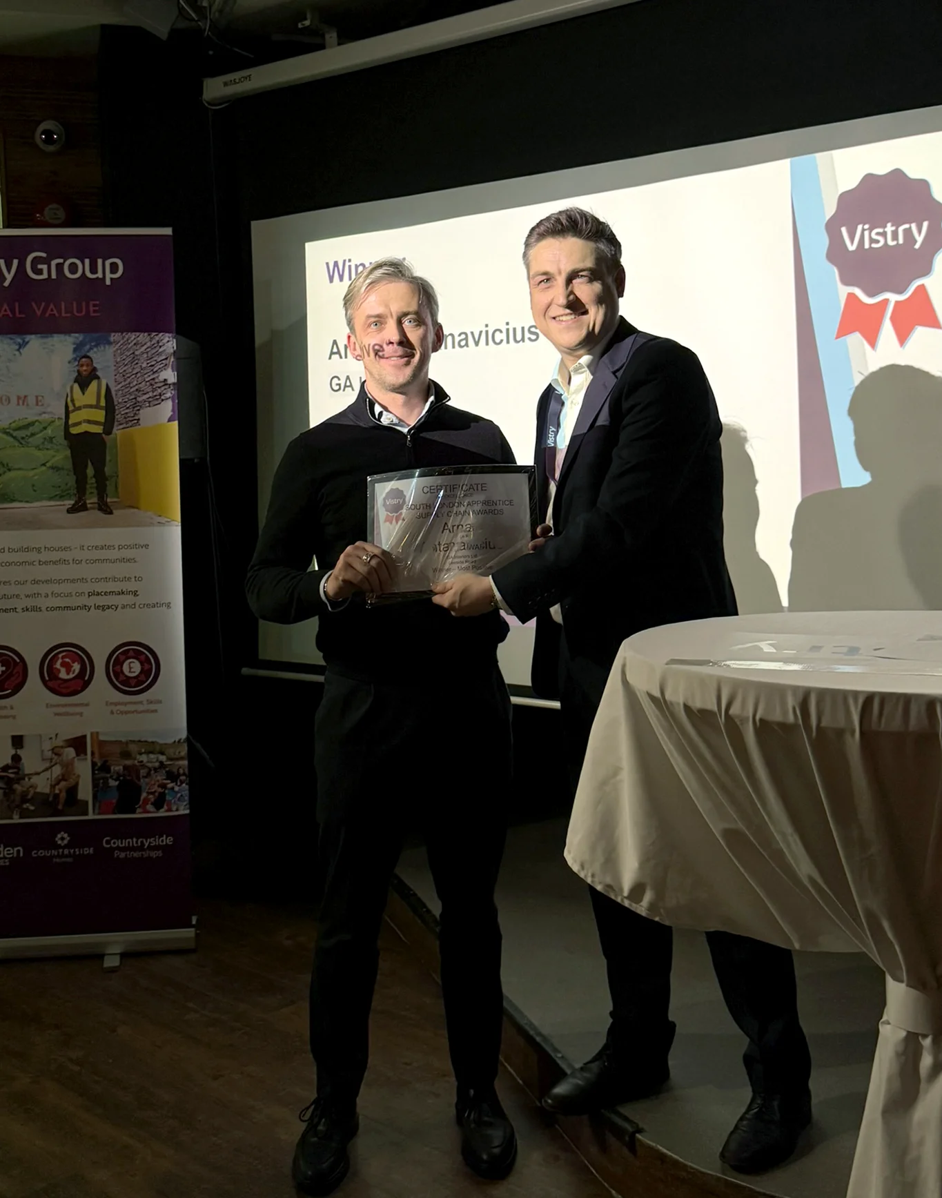 Vistry Awards Ga Interiors Drylining Sfs London Meridian 2 Leeside Apprenticeship Trusted Builders Award Winners Commercial Interiors South London Subcontractor