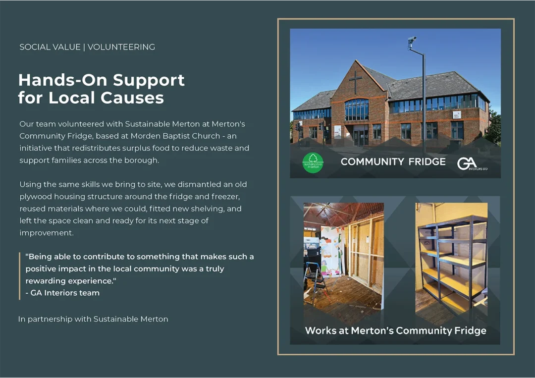 Social Values Ga Interiors Charity London Construction Marketing Fundraiser Donations Community Work Drylining Best Subcontractor
