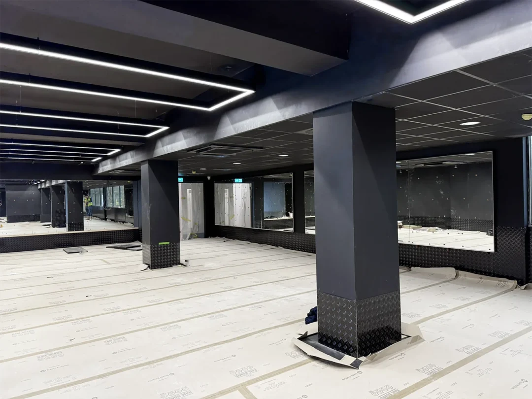 Walnuts Leisure Centre Interior Fit Out Contractor Ga Interiors London Construction Ceilings Partitions Fire Stopping Baffle Ceilings Lights Installation