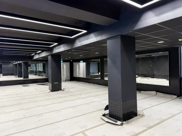 Walnuts Leisure Centre Interior Fit Out Contractor Ga Interiors London Construction Ceilings Partitions Fire Stopping Baffle Ceilings Lights Installation