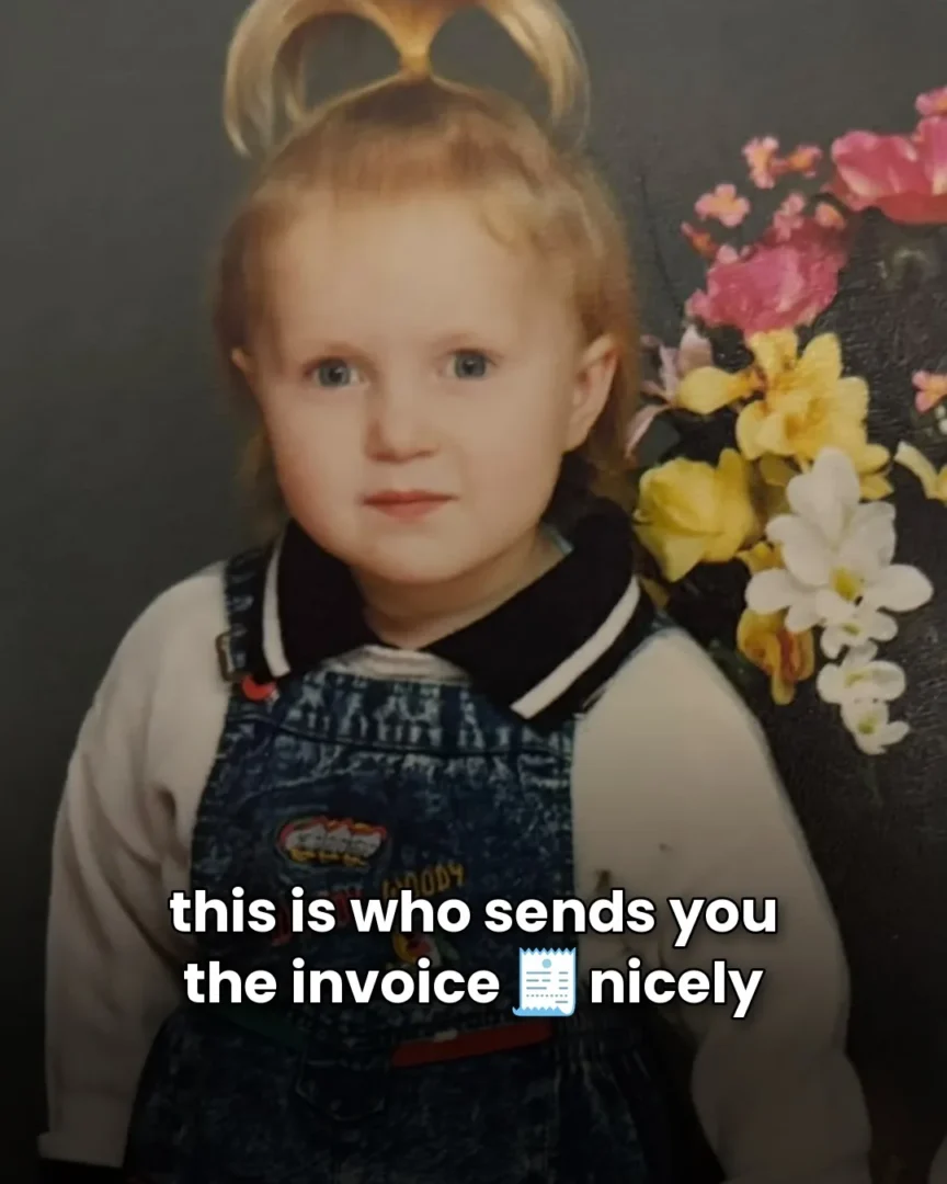 Childhood photo of GA Interiors' Accounts Assistant, who sends the invoices, nicely